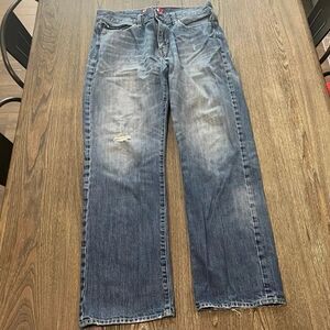 Express Mens Kingston Straight Jeans Classic Fit Mid Rise Denim Blue Size 36x32